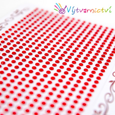 Třpytivé samolepící kamínky - červené 3 mm