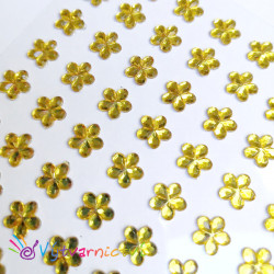 Třpytivé samolepící kytičky - zlaté 12 mm